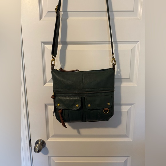 Fossil Dark Green Leather Crossbody Bag - Picture 12 of 16